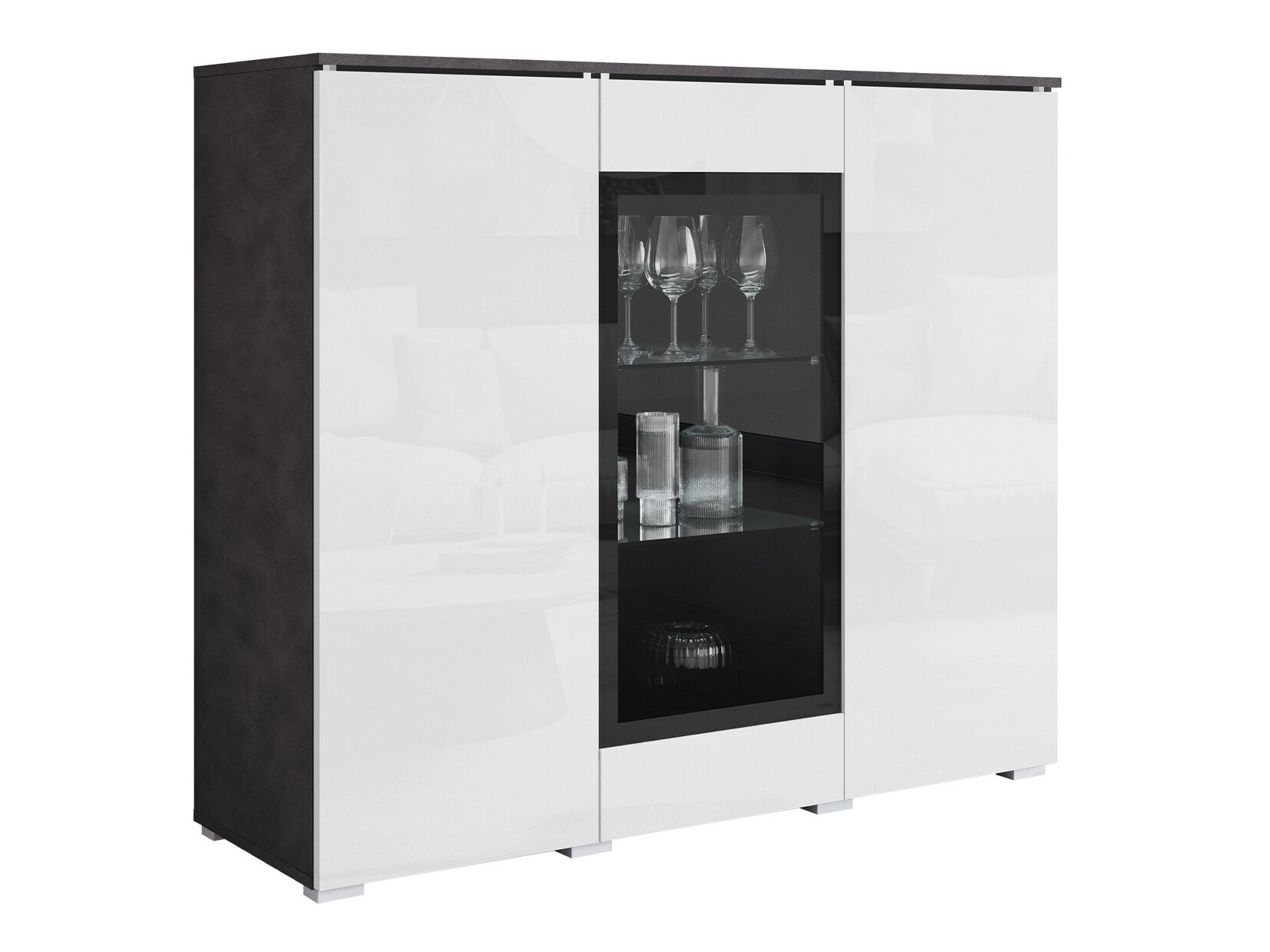 Skænk Sarasota 186 (Matera grå + Glansfuld hvid)