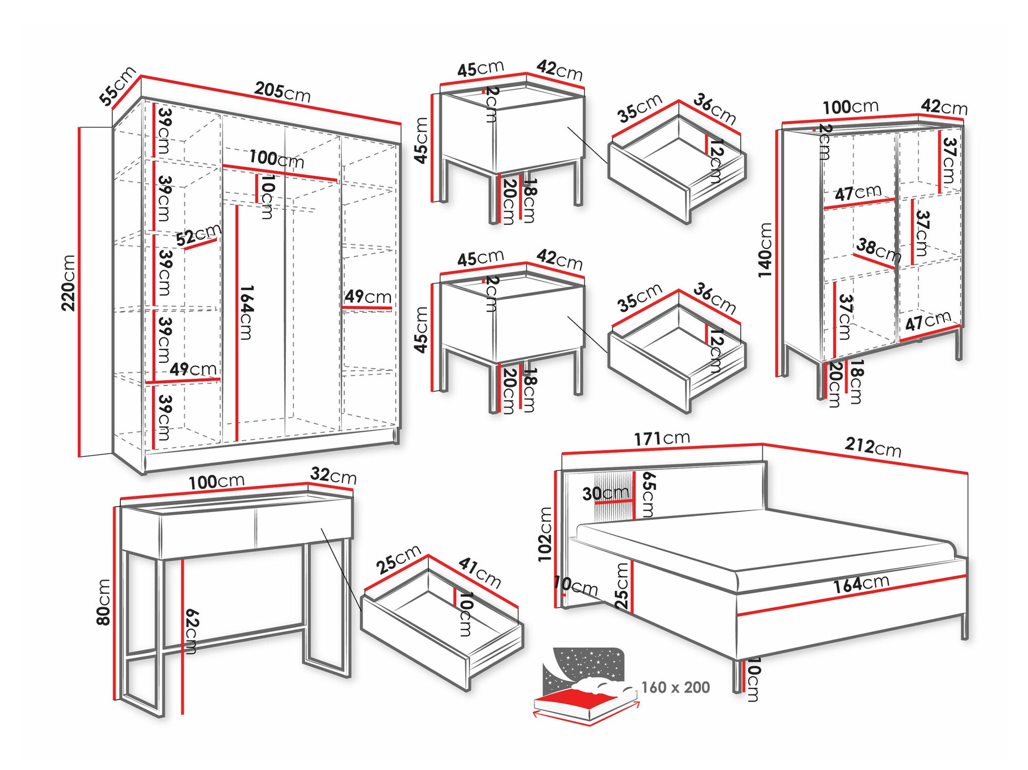 Soveværelsessæt Lunole 111 (Kashmir)