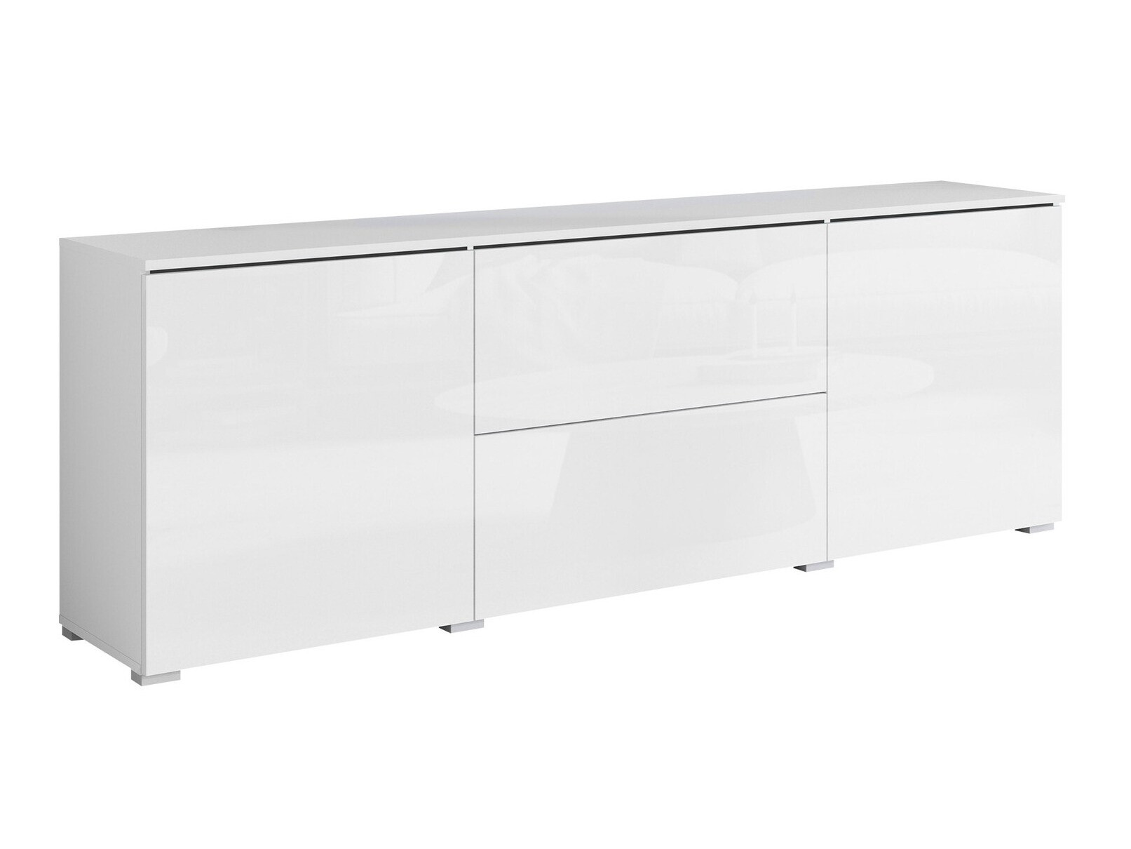 TV-bord Mirfivo 104 (Hvid + Glansfuld hvid)