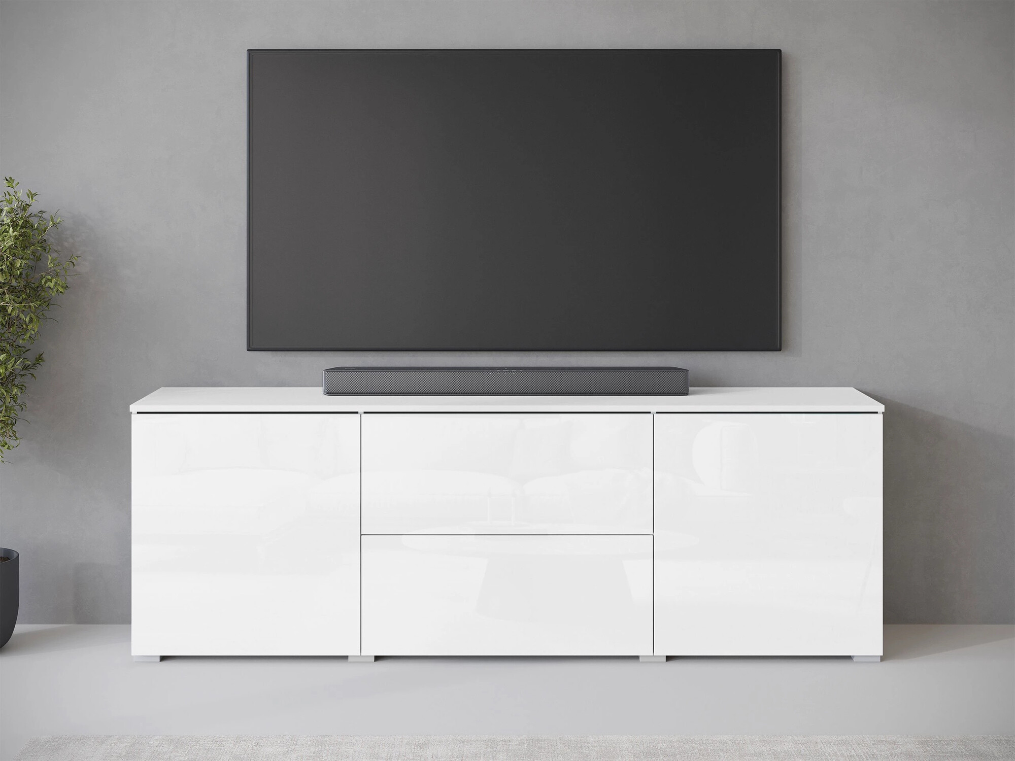 TV-bord Mirfivo 104 (Hvid + Glansfuld hvid)