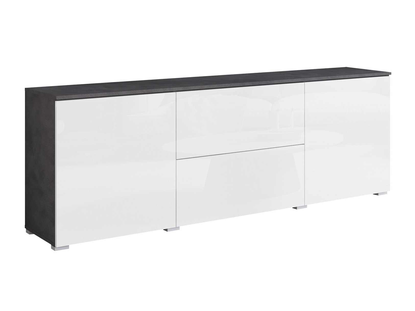TV-bord Mirfivo 104 (Matera grå + Glansfuld hvid)