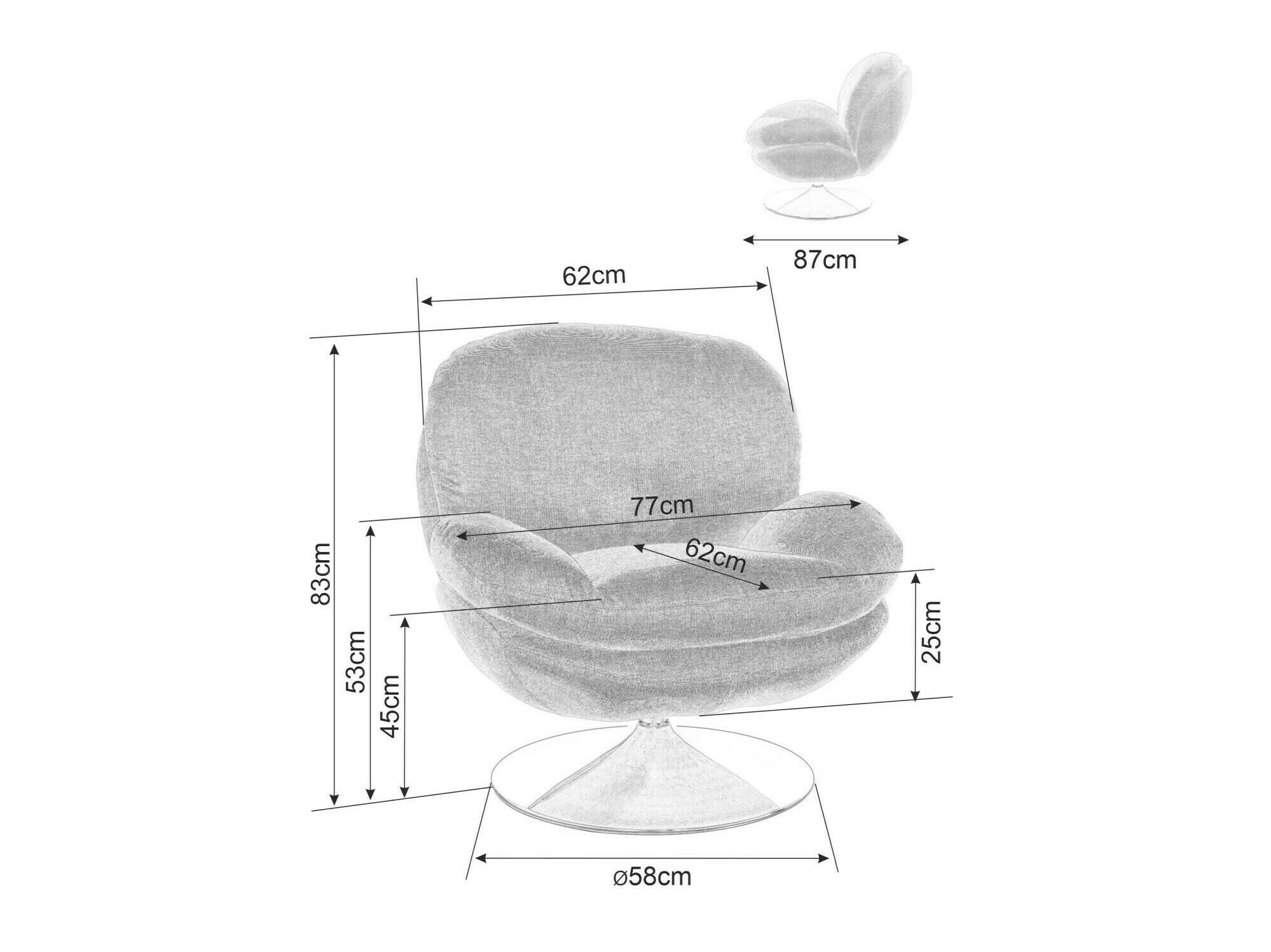 Lænestol Detroit 700 (Mørkegrå)