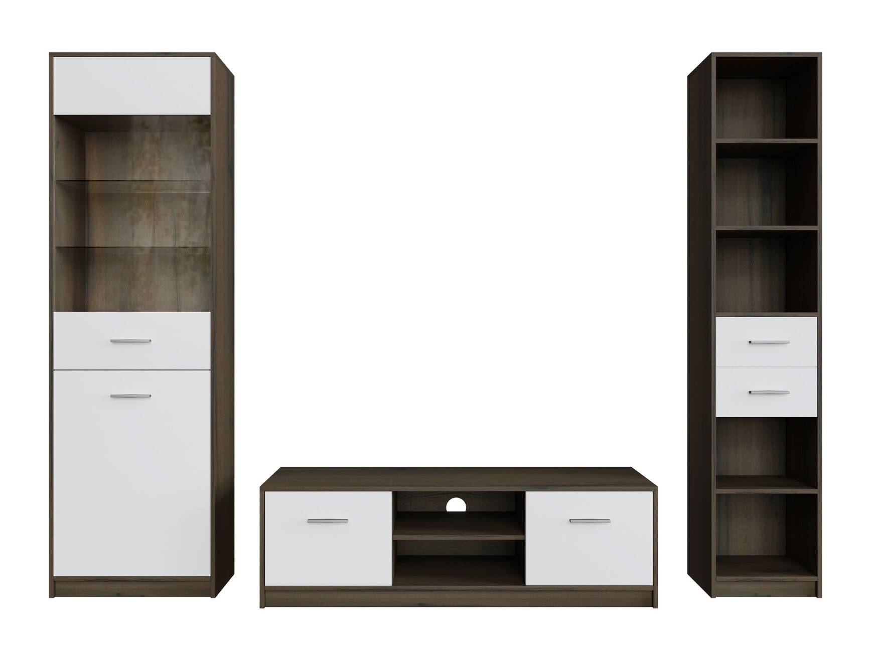 Stuemøbelsæt Novsore 163 (Mørk eg + Hvid)