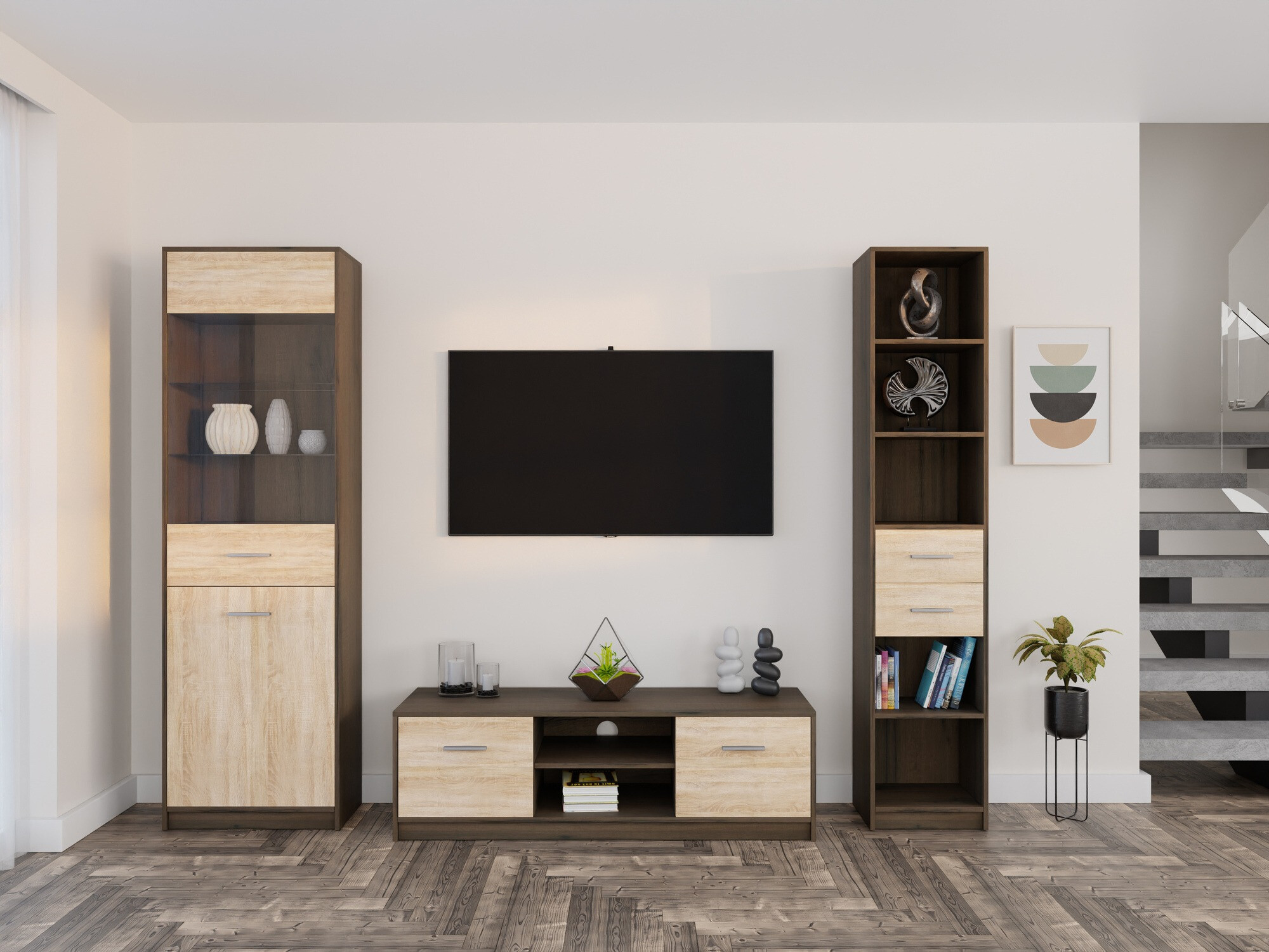 Stuemøbelsæt Novsore 163 (Mørk eg + Sonoma eg)