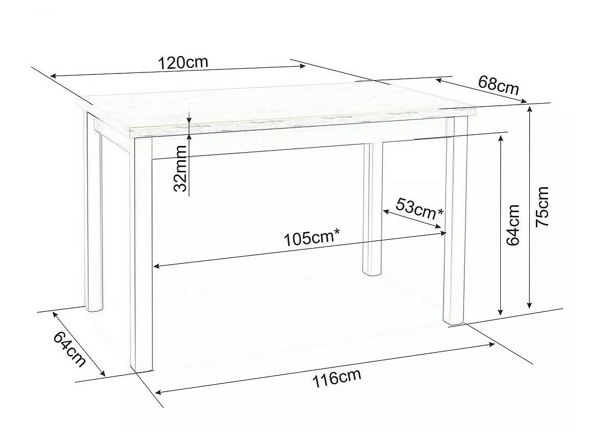 Bord Detroit 345 (Egetræ + Kashmir)