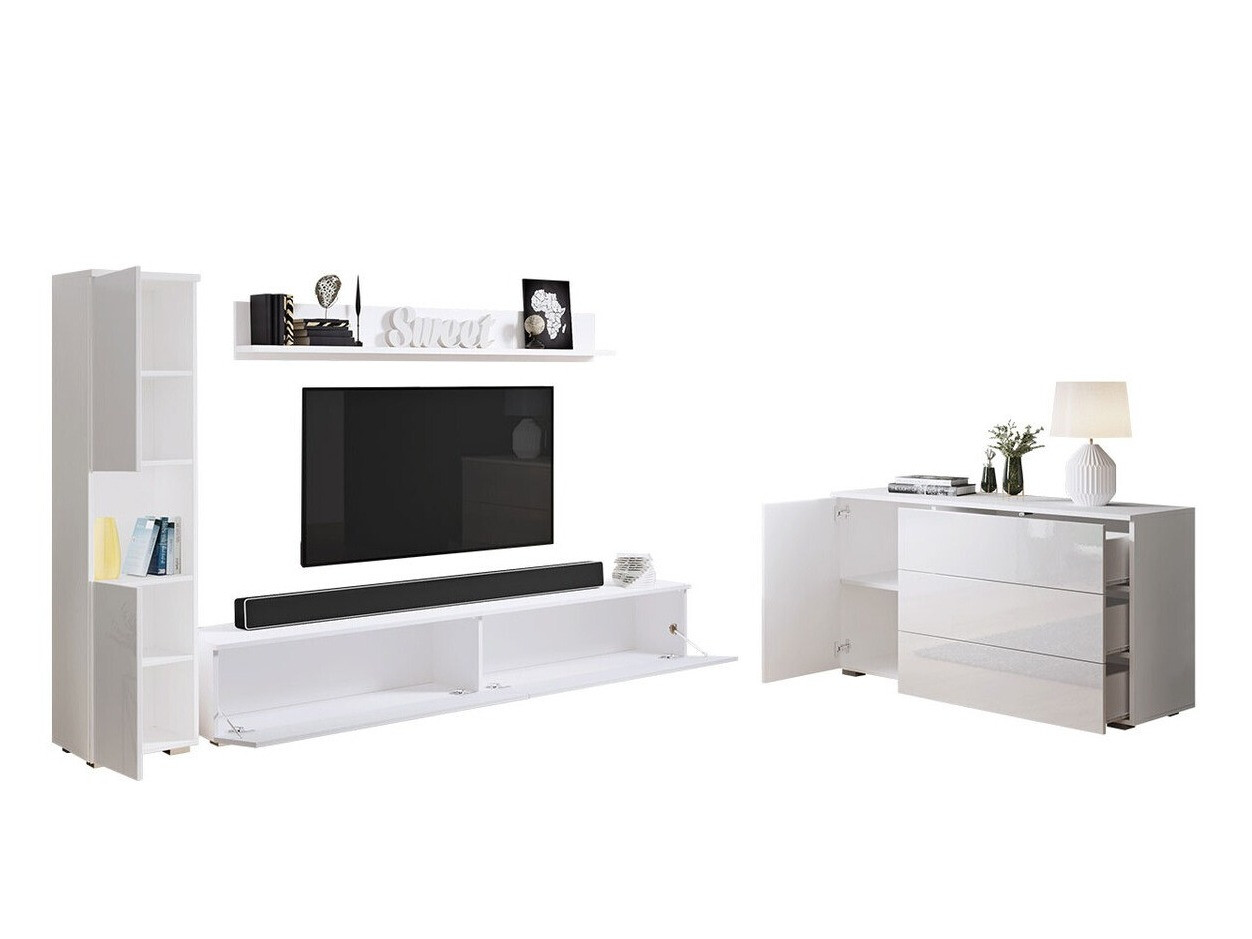 Stuemøbelsæt Sarasota 132 (Hvid + Glansfuld hvid)