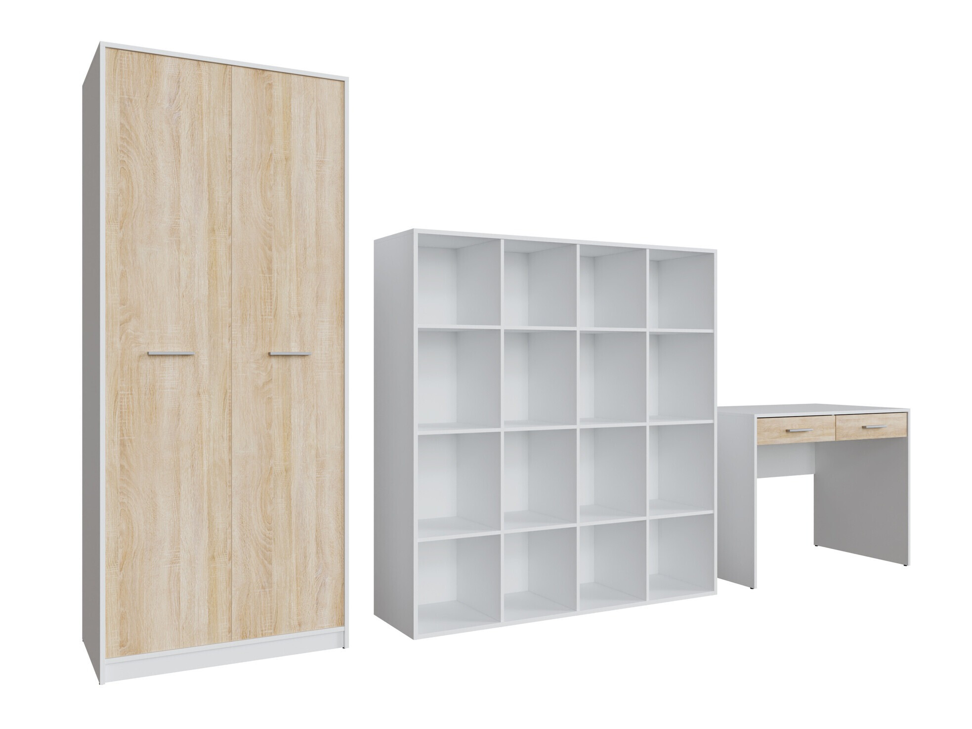 Hjemmekontorsæt Novsore 166 (Hvid + Sonoma eg)