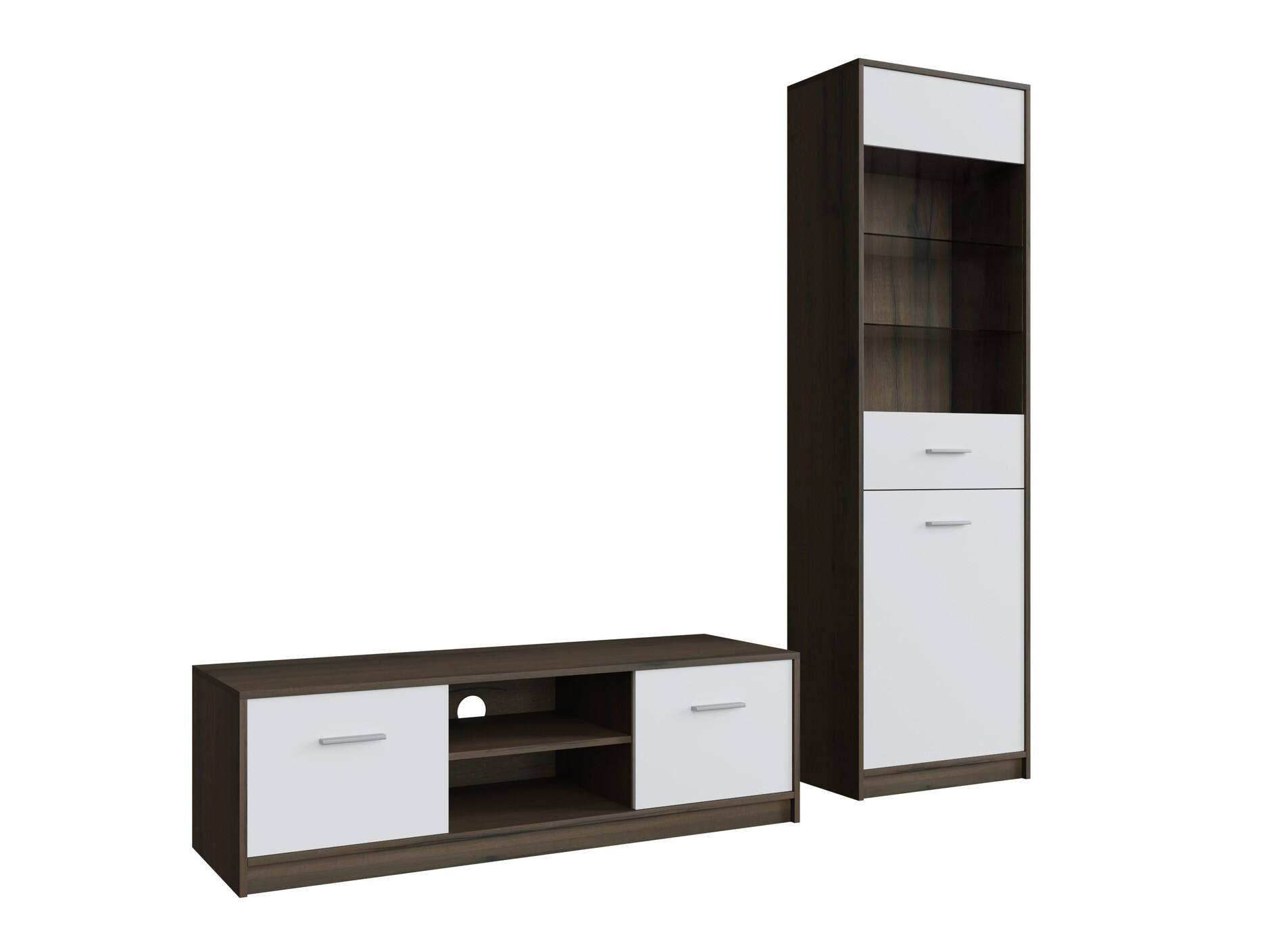 Stuemøbelsæt Novsore 161 (Mørk eg + Hvid)