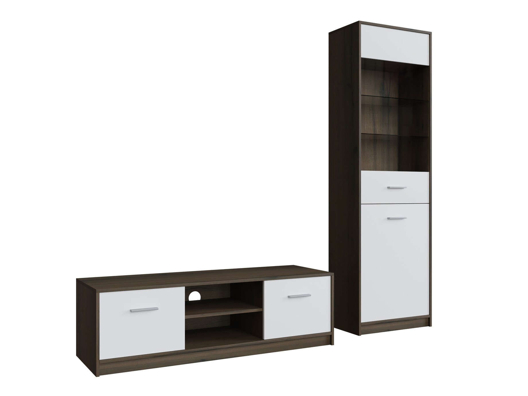 Stuemøbelsæt Novsore 161 (Mørk eg + Hvid)