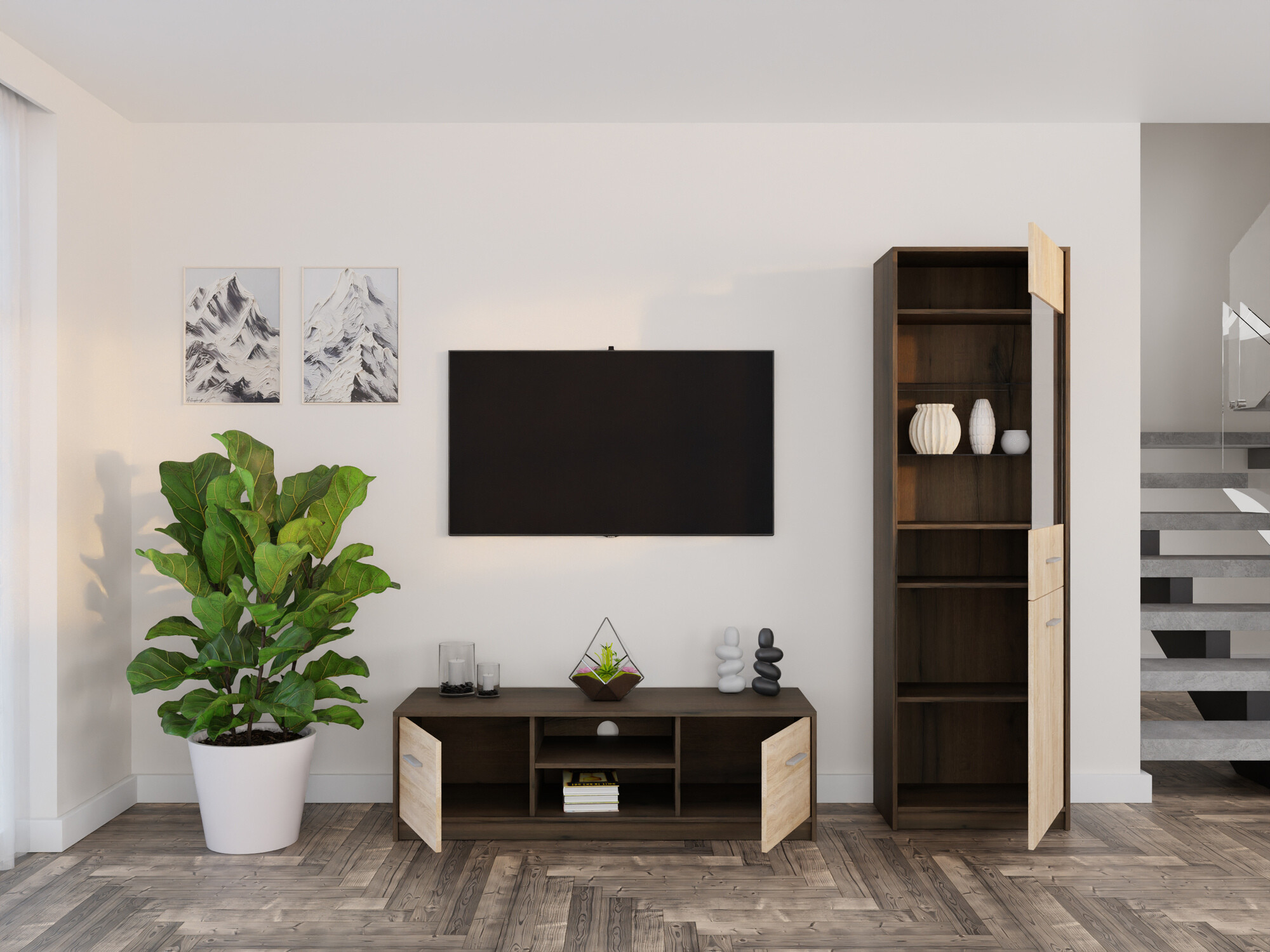 Stuemøbelsæt Novsore 161 (Mørk eg + Sonoma eg)