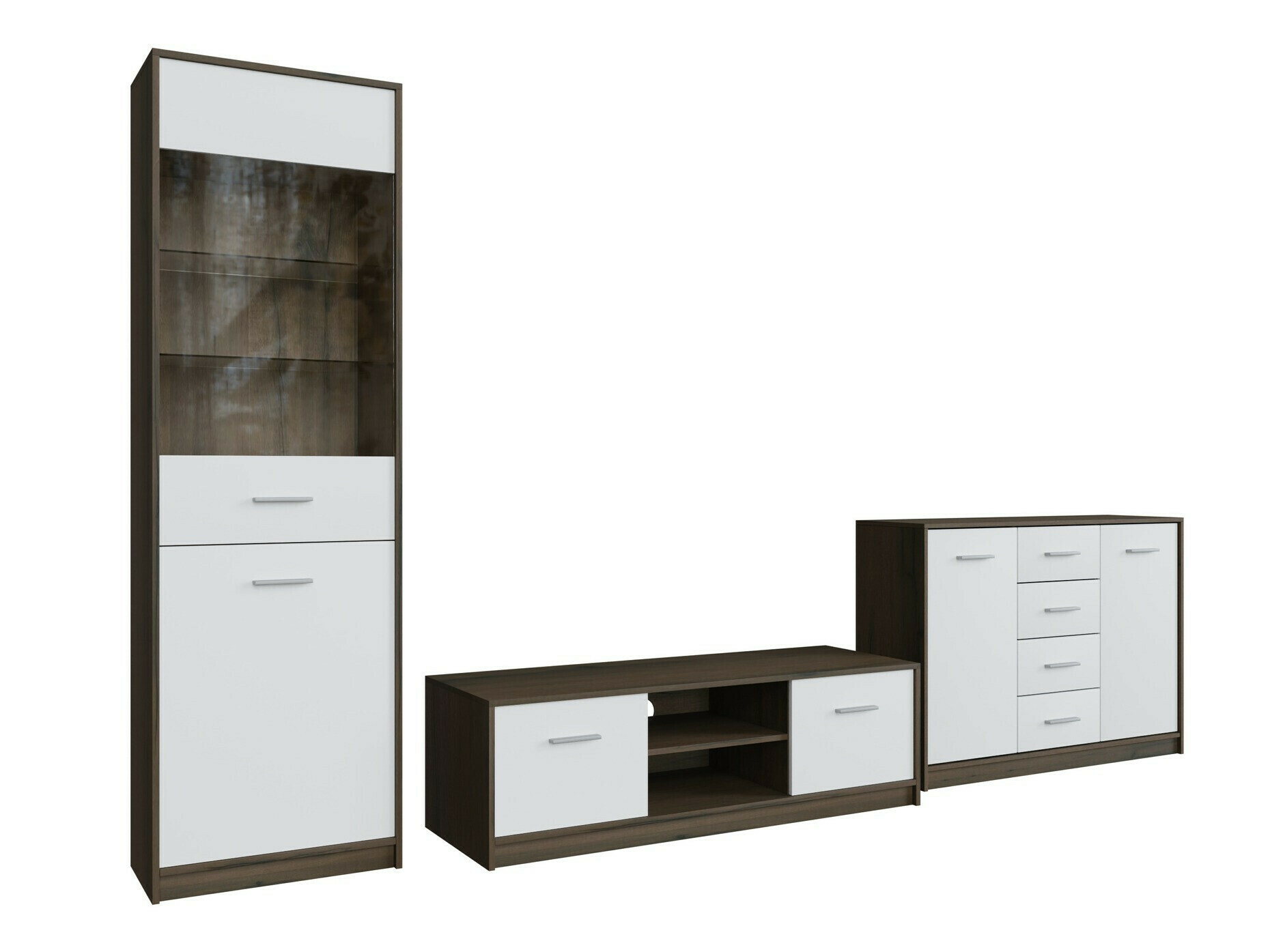 Stuemøbelsæt Novsore 162 (Mørk eg + Hvid)