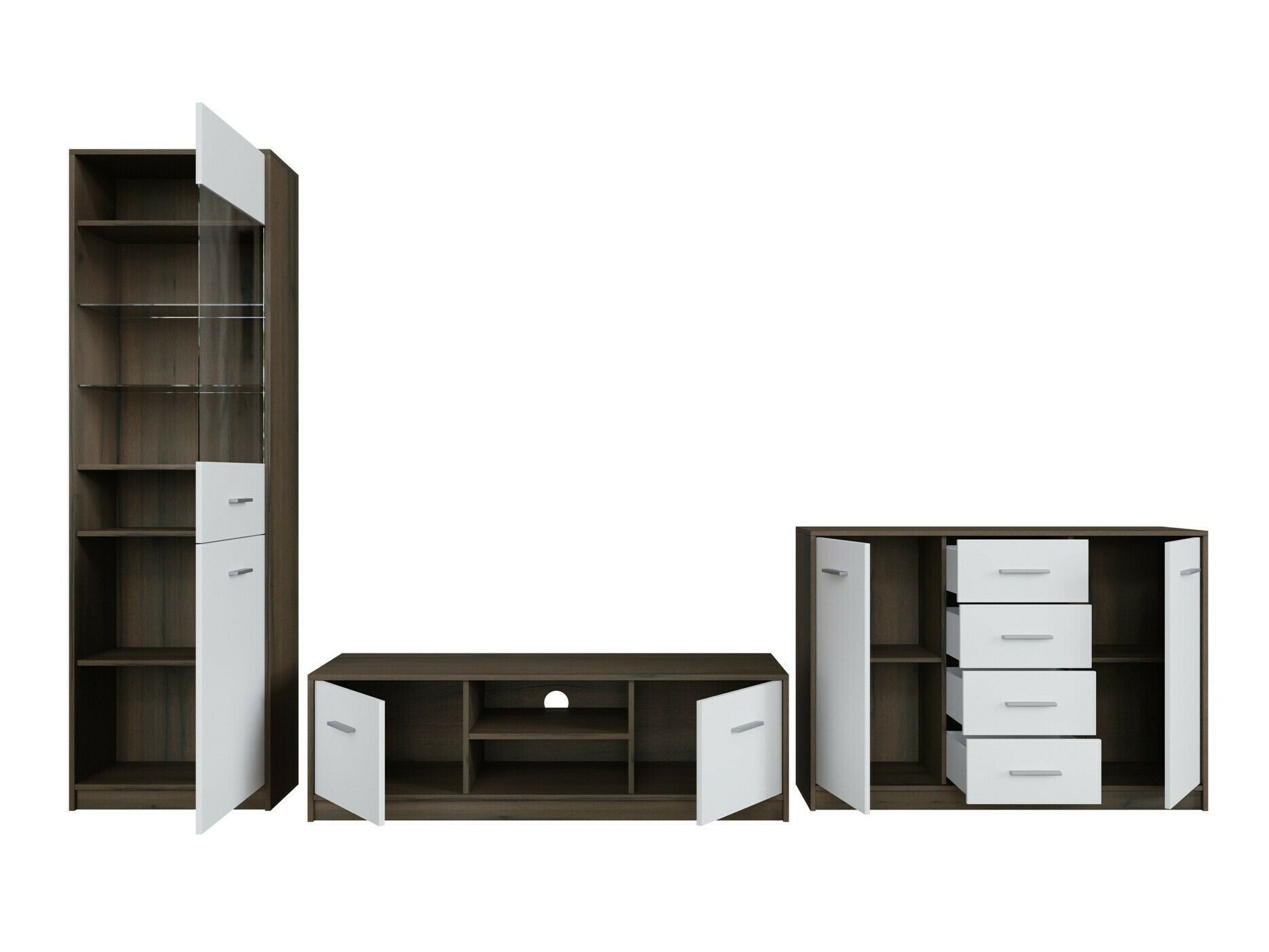 Stuemøbelsæt Novsore 162 (Mørk eg + Hvid)