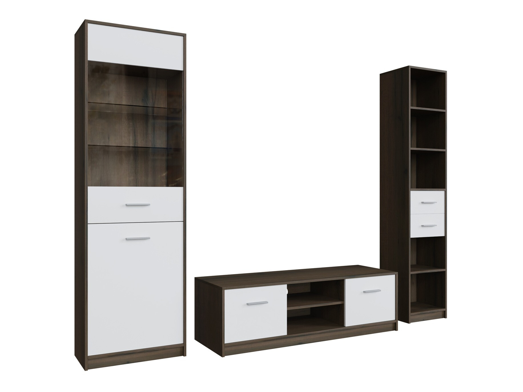 Stuemøbelsæt Novsore 163 (Mørk eg + Hvid)