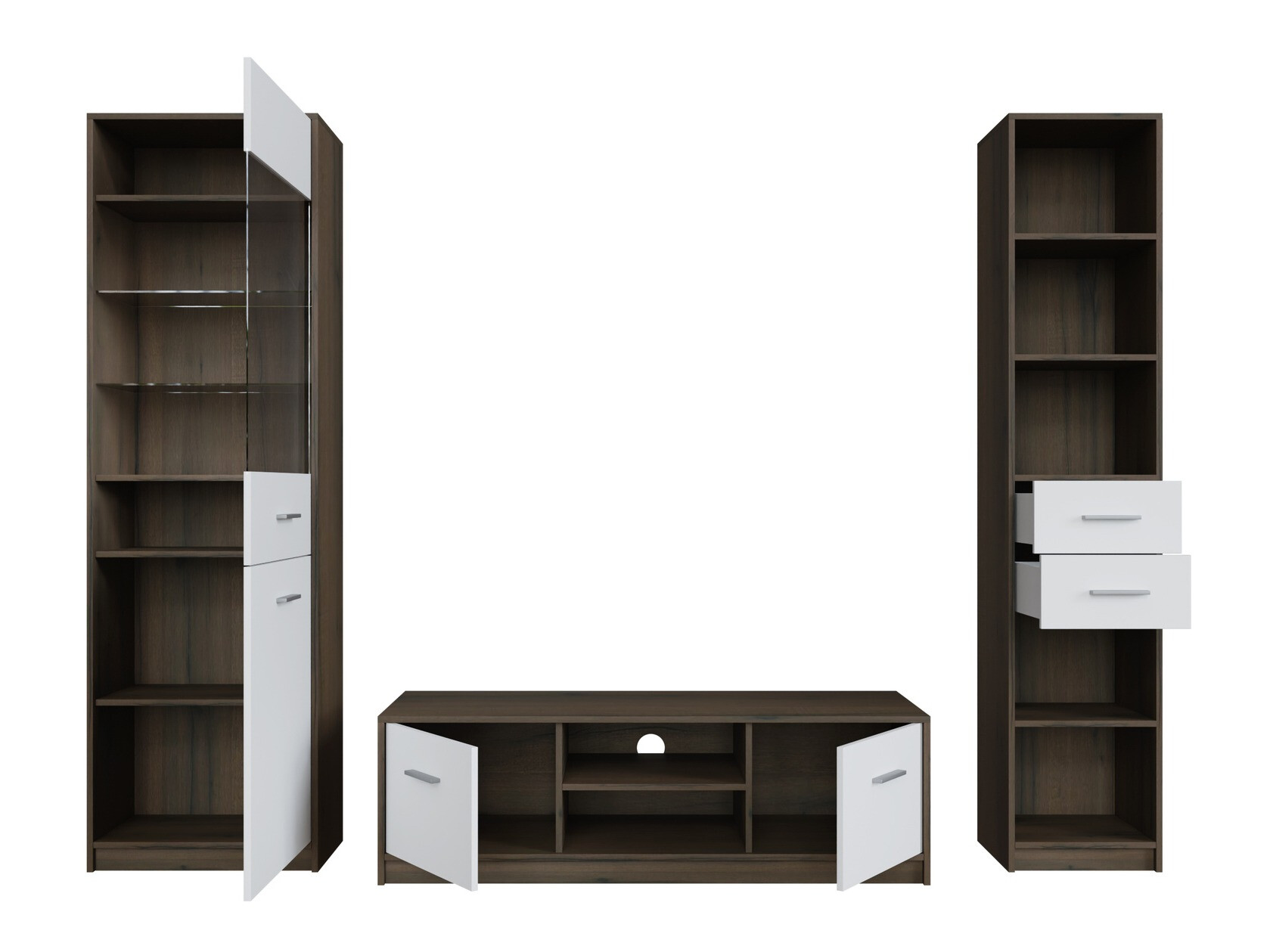 Stuemøbelsæt Novsore 163 (Mørk eg + Hvid)