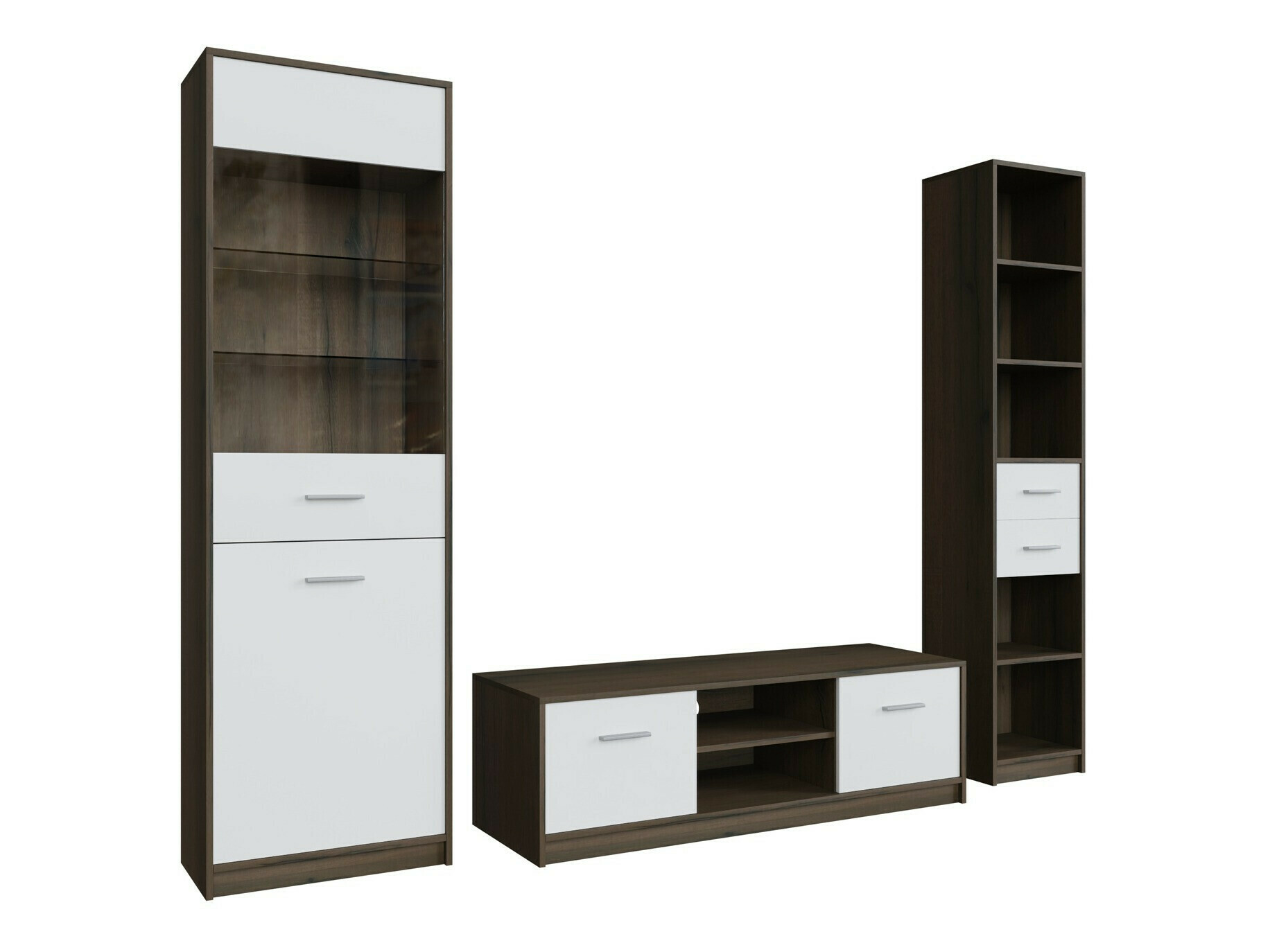 Stuemøbelsæt Novsore 163 (Mørk eg + Hvid)