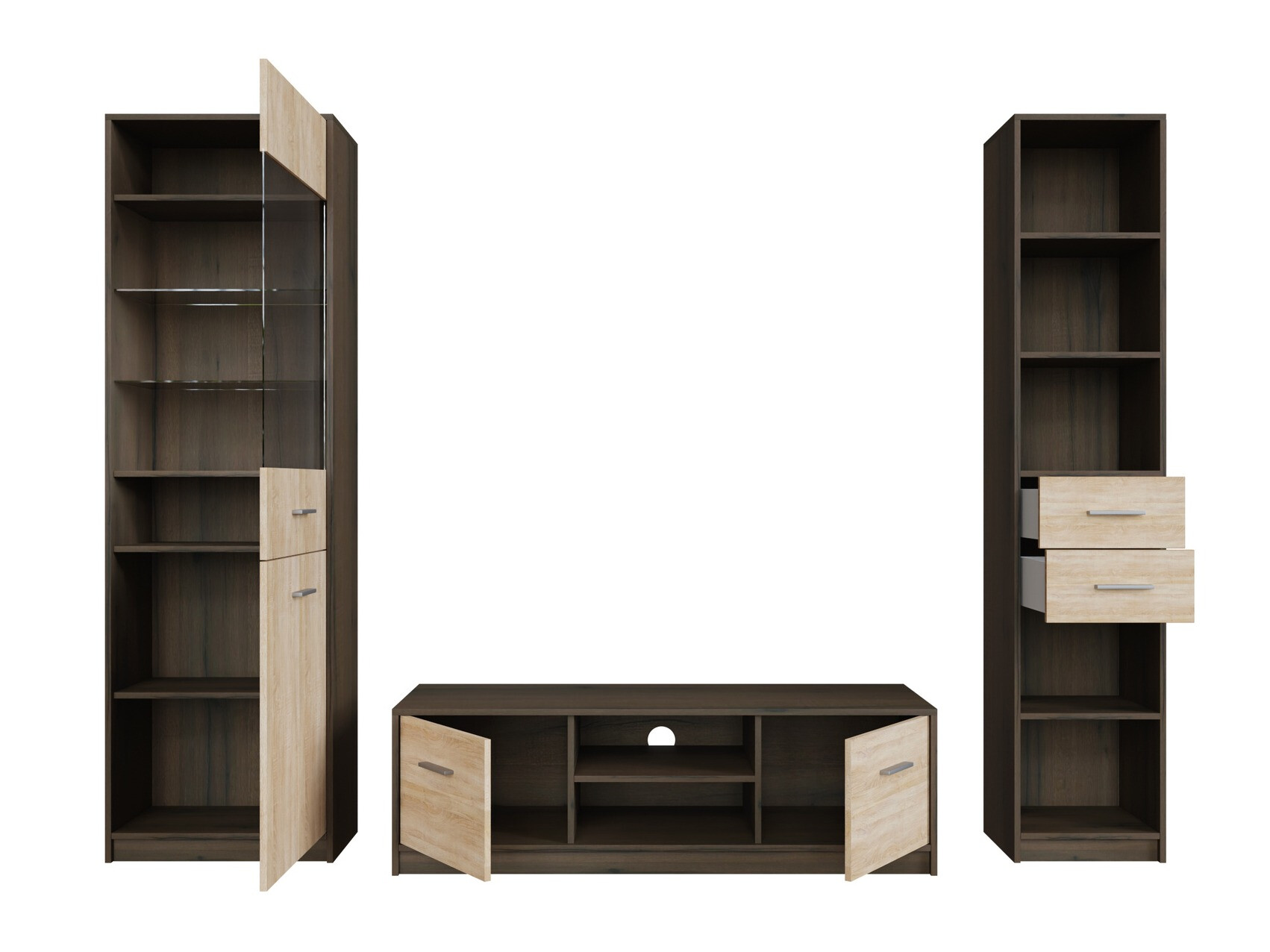 Stuemøbelsæt Novsore 163 (Mørk eg + Sonoma eg)