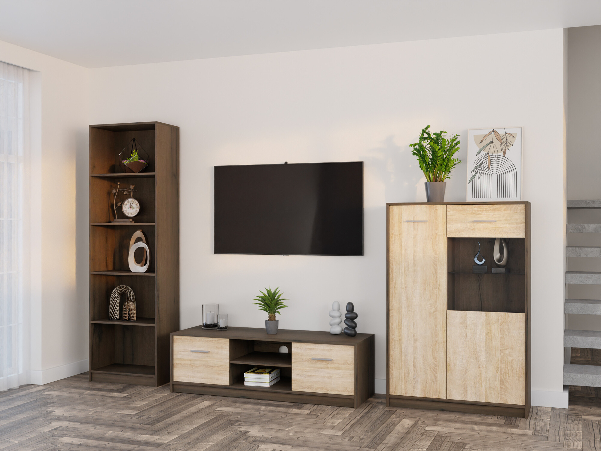 Stuemøbelsæt Novsore 164 (Mørk eg + Sonoma eg)