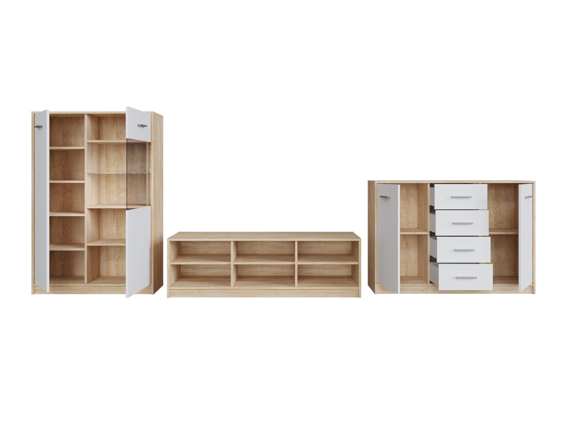 Stuemøbelsæt Novsore 165 (Sonoma eg + Hvid)