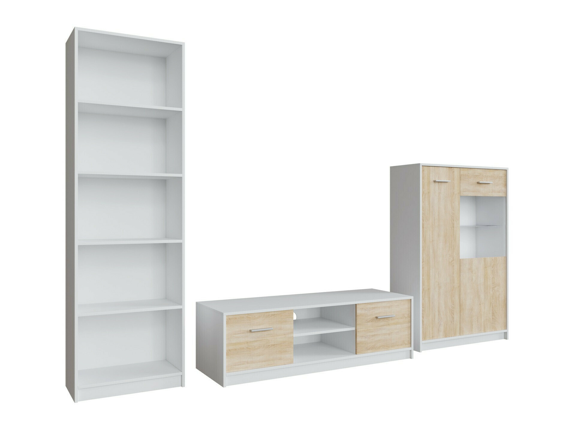 Stuemøblersæt Novsore 164 (Hvid + Sonoma eg)