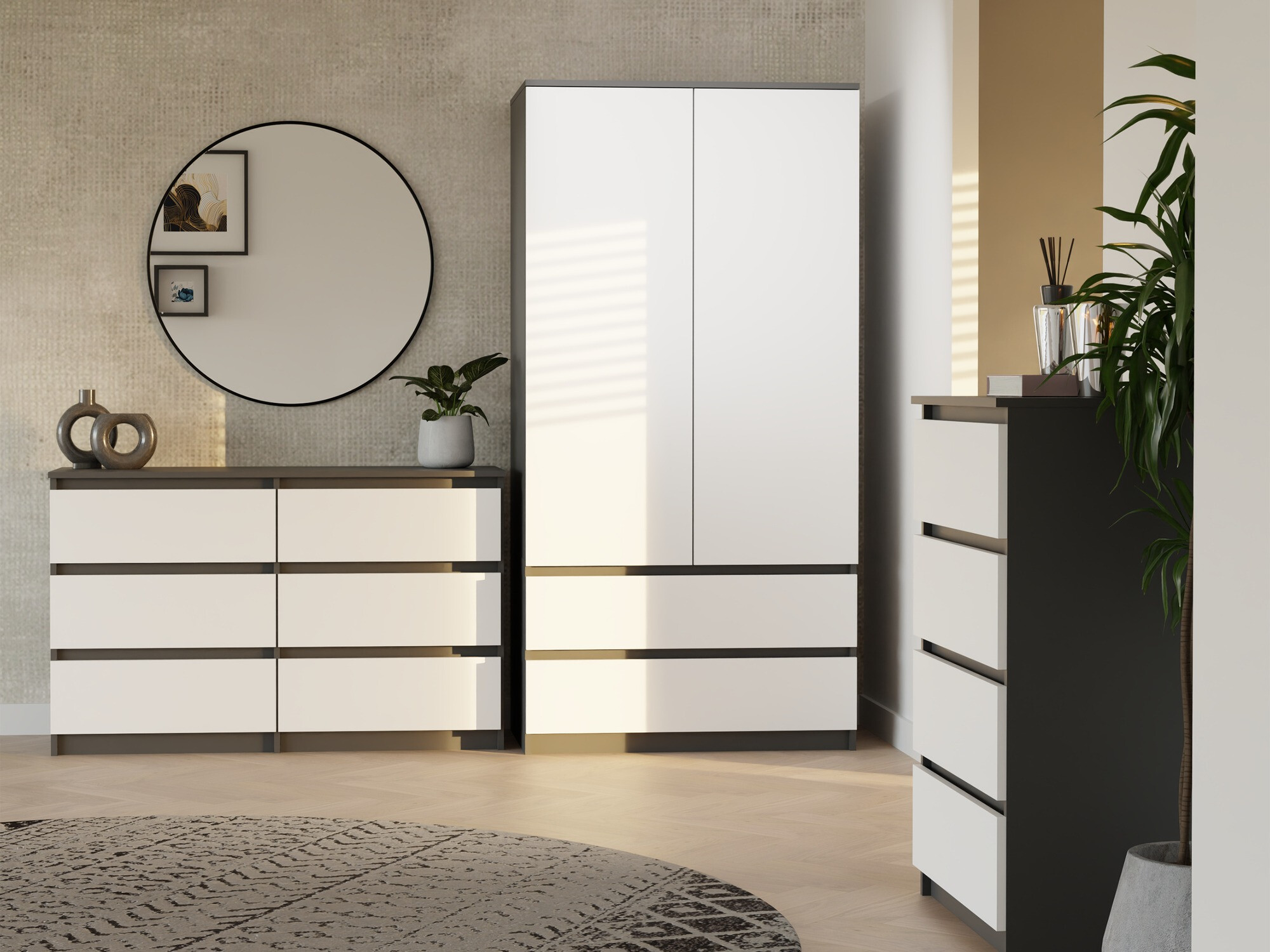 Kommode Elbvelu 103 (Antracit + Hvid)