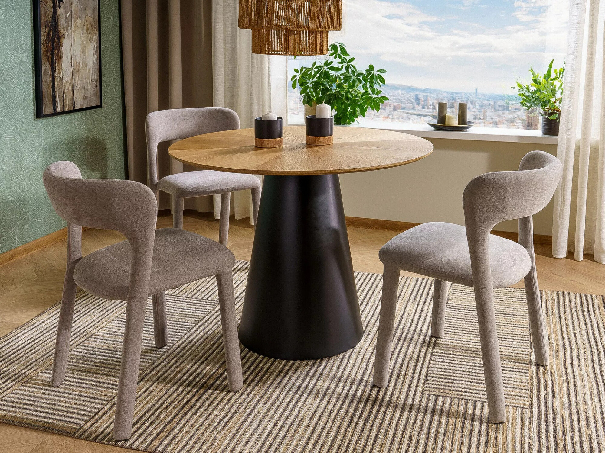 Bord Detroit 733 (Egetræ + Sort)