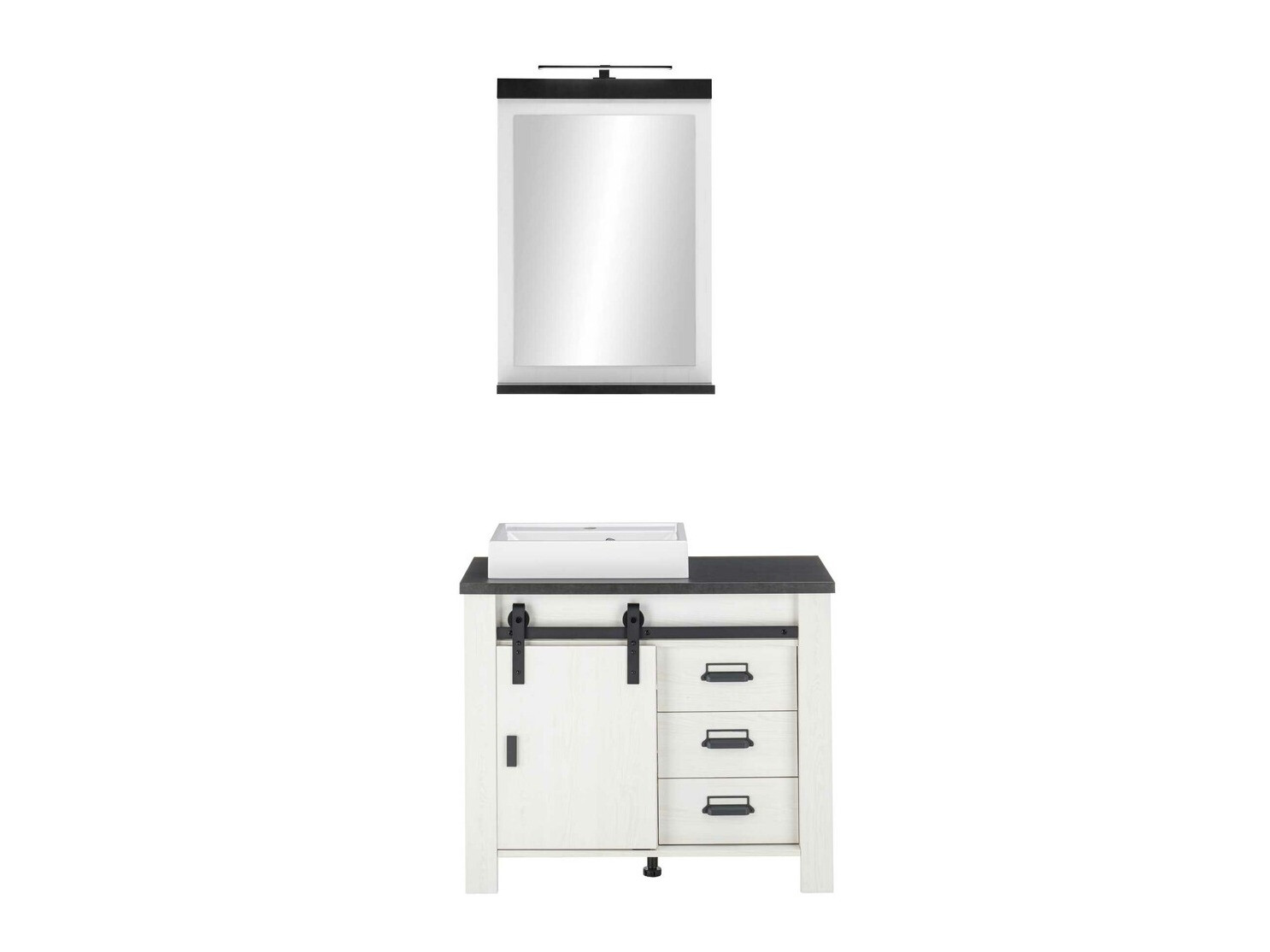 Badeværelsessæt Cirtale 136 (Bleget fyrretræ + Antracit)