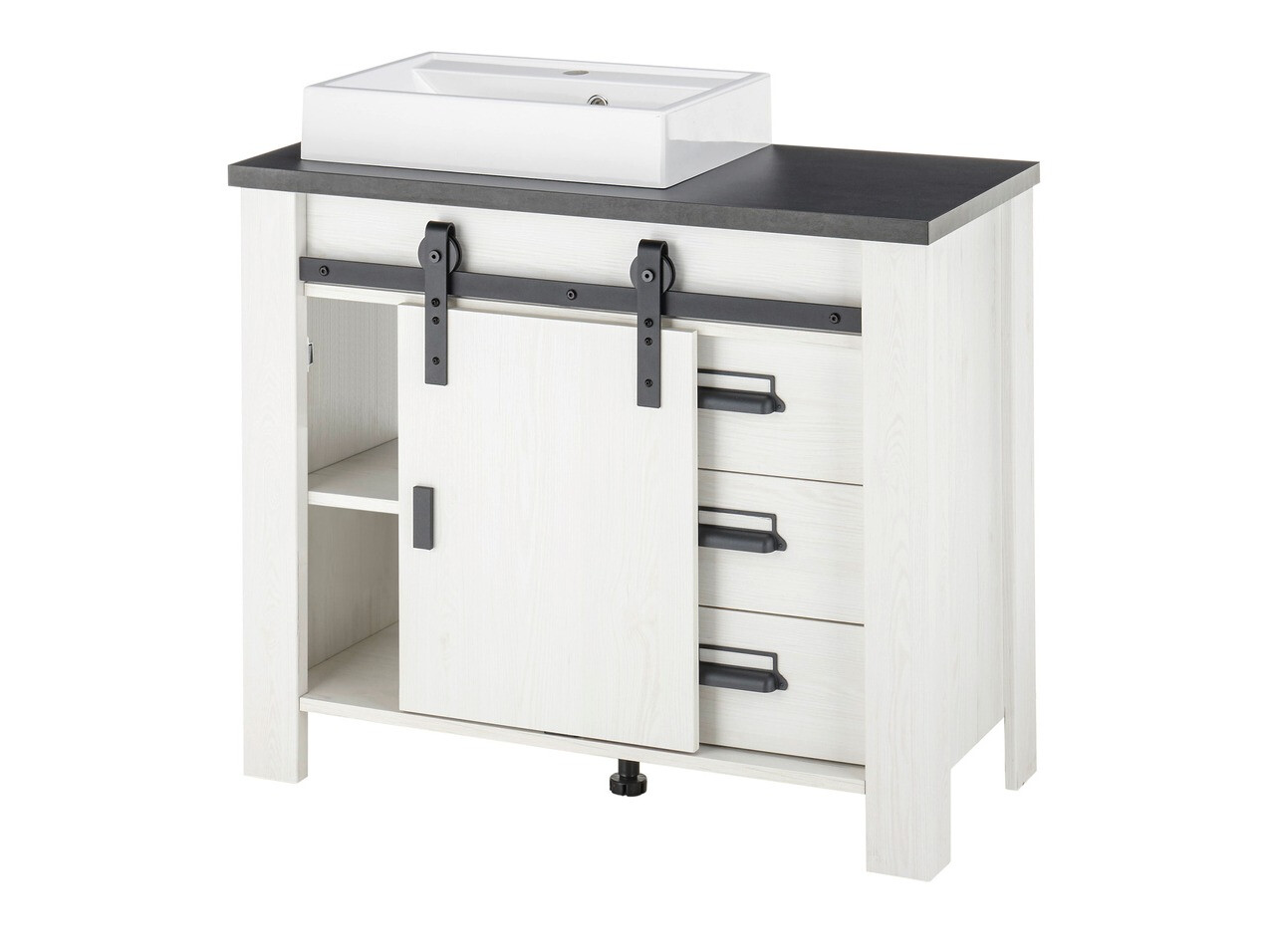 Badeværelsessæt Cirtale 136 (Bleget fyrretræ + Antracit)