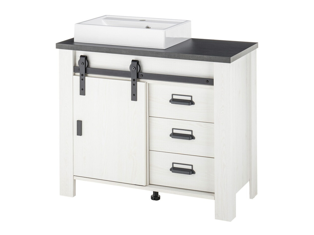 Stående badeværelseskab til håndvask Cirtale 133 (Bleget fyrretræ + Antracit)