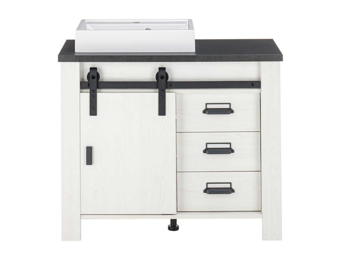 Stående badeværelseskab til håndvask Cirtale 133 (Bleget fyrretræ + Antracit)