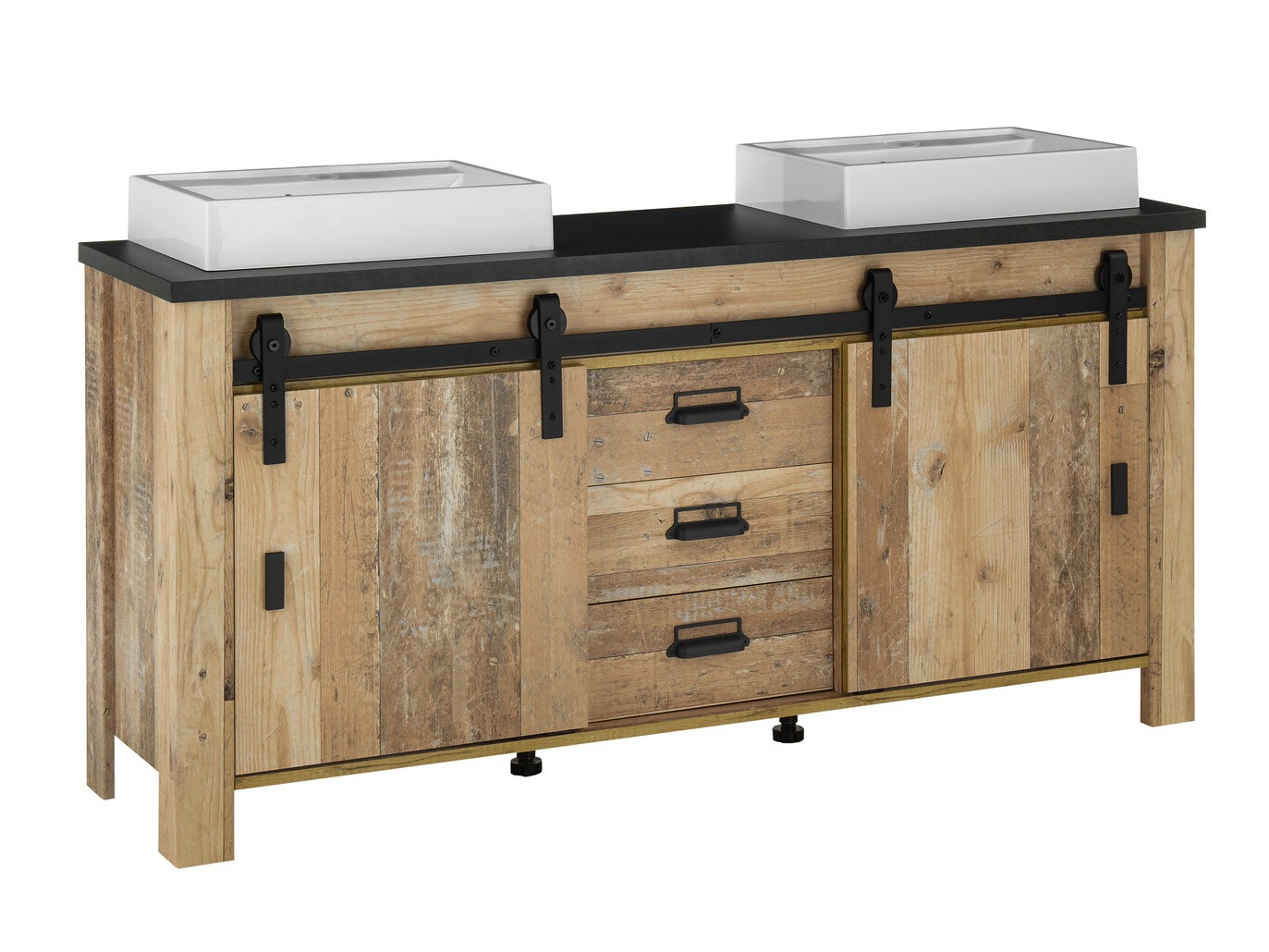 Stående badeværelseskab til håndvask Cirtale 134 (Modnet træ + Antracit)