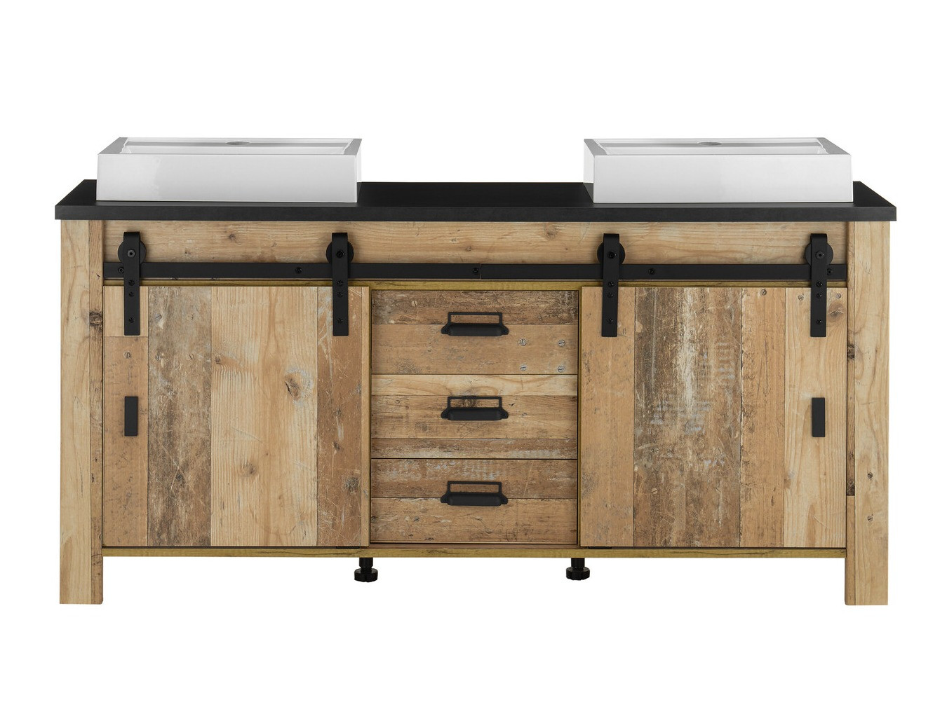 Stående badeværelseskab til håndvask Cirtale 134 (Modnet træ + Antracit)