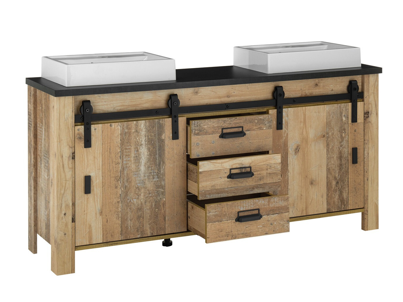 Stående badeværelseskab til håndvask Cirtale 134 (Modnet træ + Antracit)