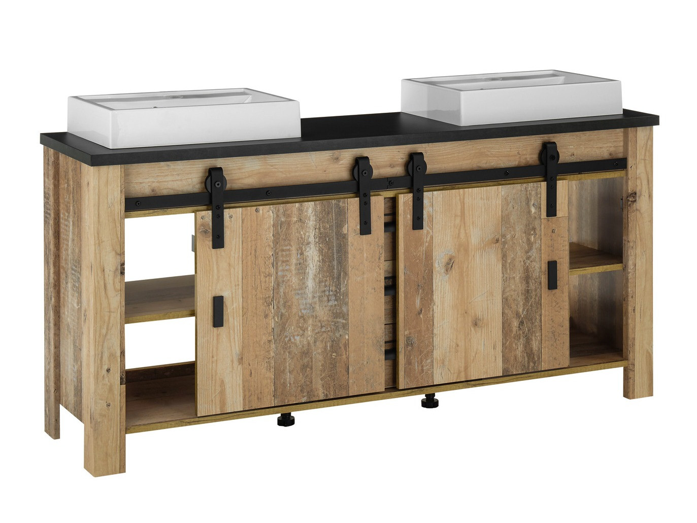 Stående badeværelseskab til håndvask Cirtale 134 (Modnet træ + Antracit)