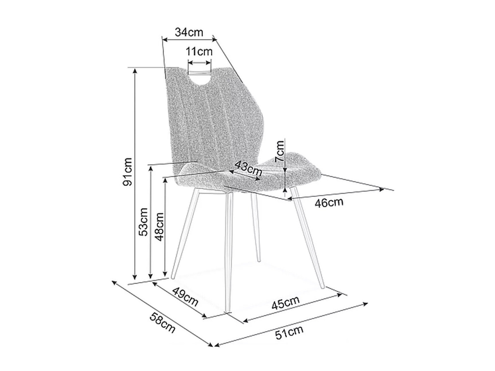 Stol Detroit 735 (Mørkegrå)