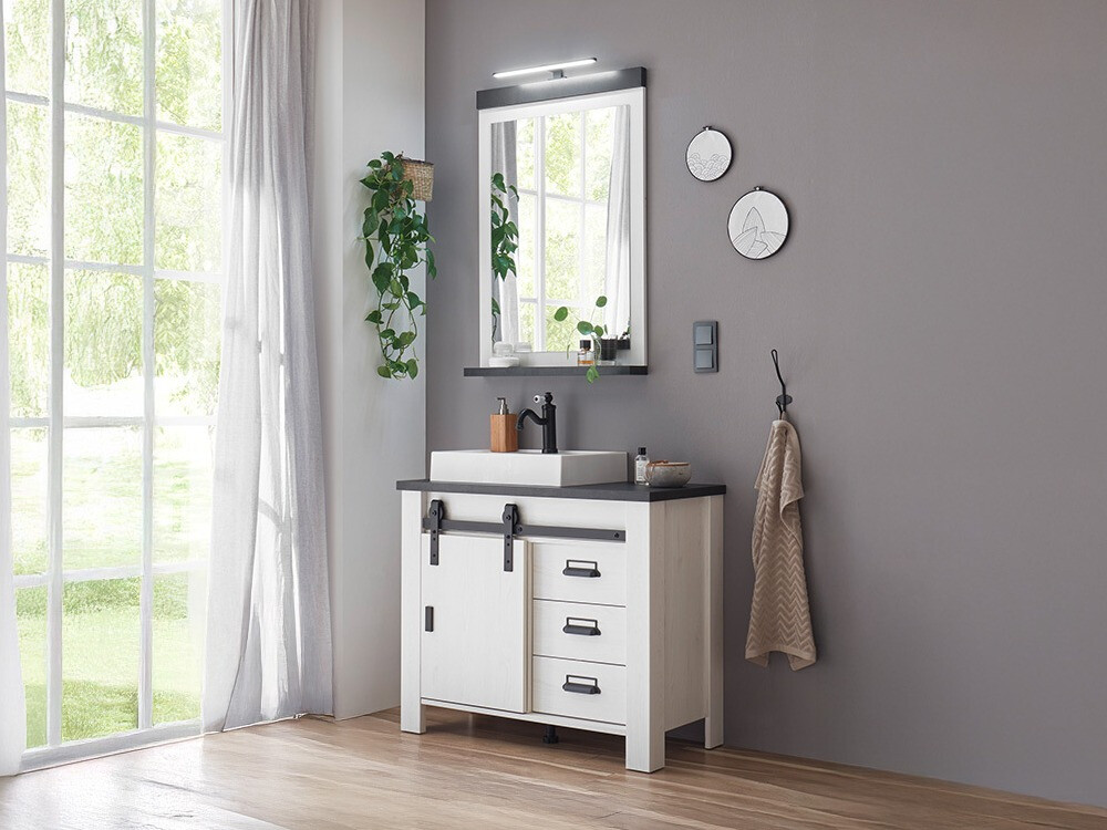 Badeværelsessæt Cirtale 136 (Bleget fyrretræ + Antracit)