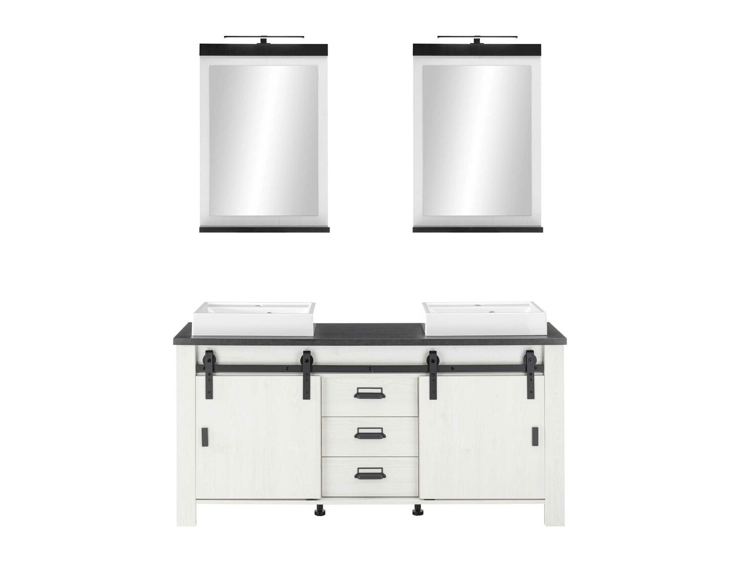 Badeværelsessæt Cirtale 137 (Bleget fyrretræ + Antracit)