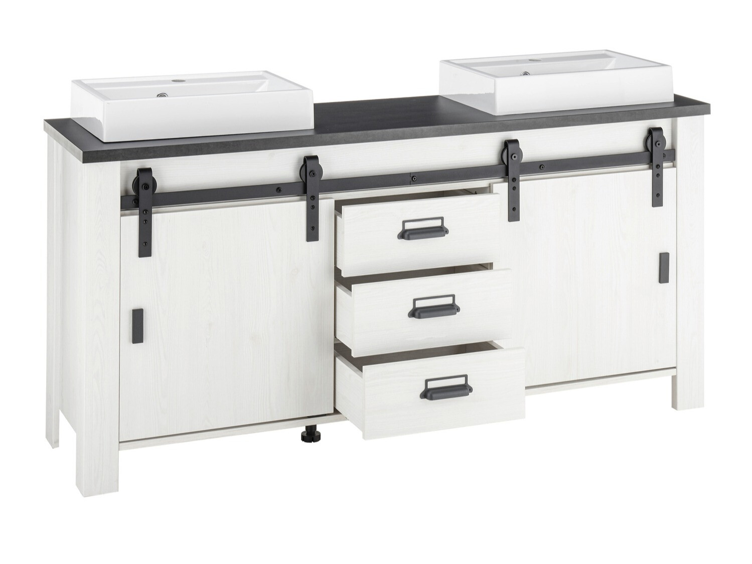 Badeværelsessæt Cirtale 137 (Bleget fyrretræ + Antracit)