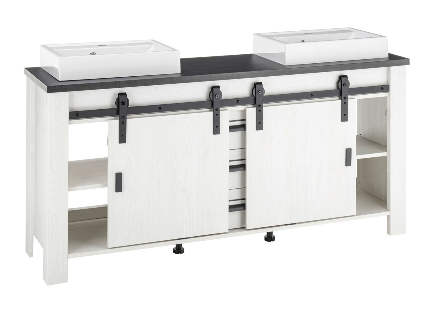 Badeværelsessæt Cirtale 137 (Bleget fyrretræ + Antracit)