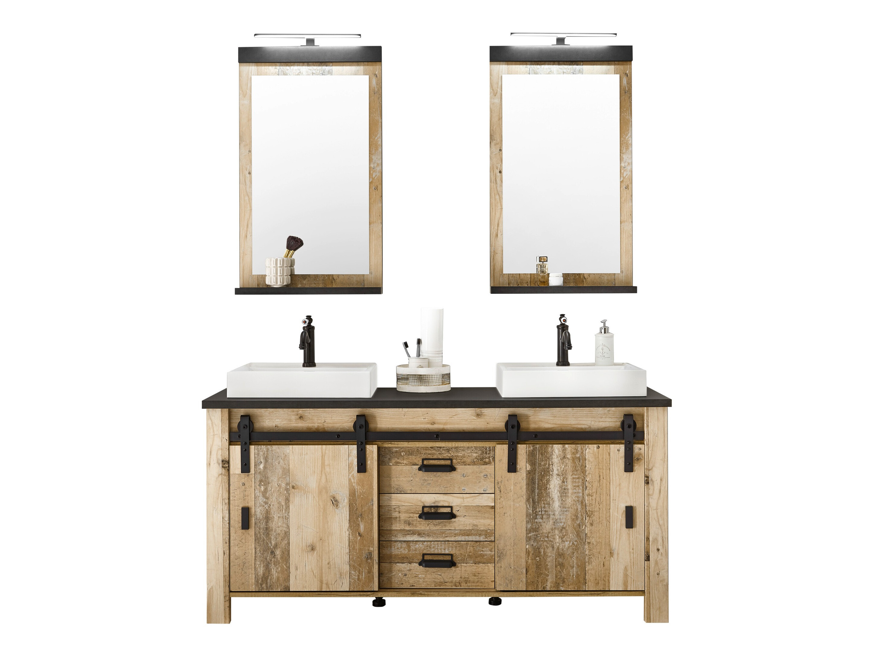 Badeværelsessæt Cirtale 137 (Modnet træ + Antracit)