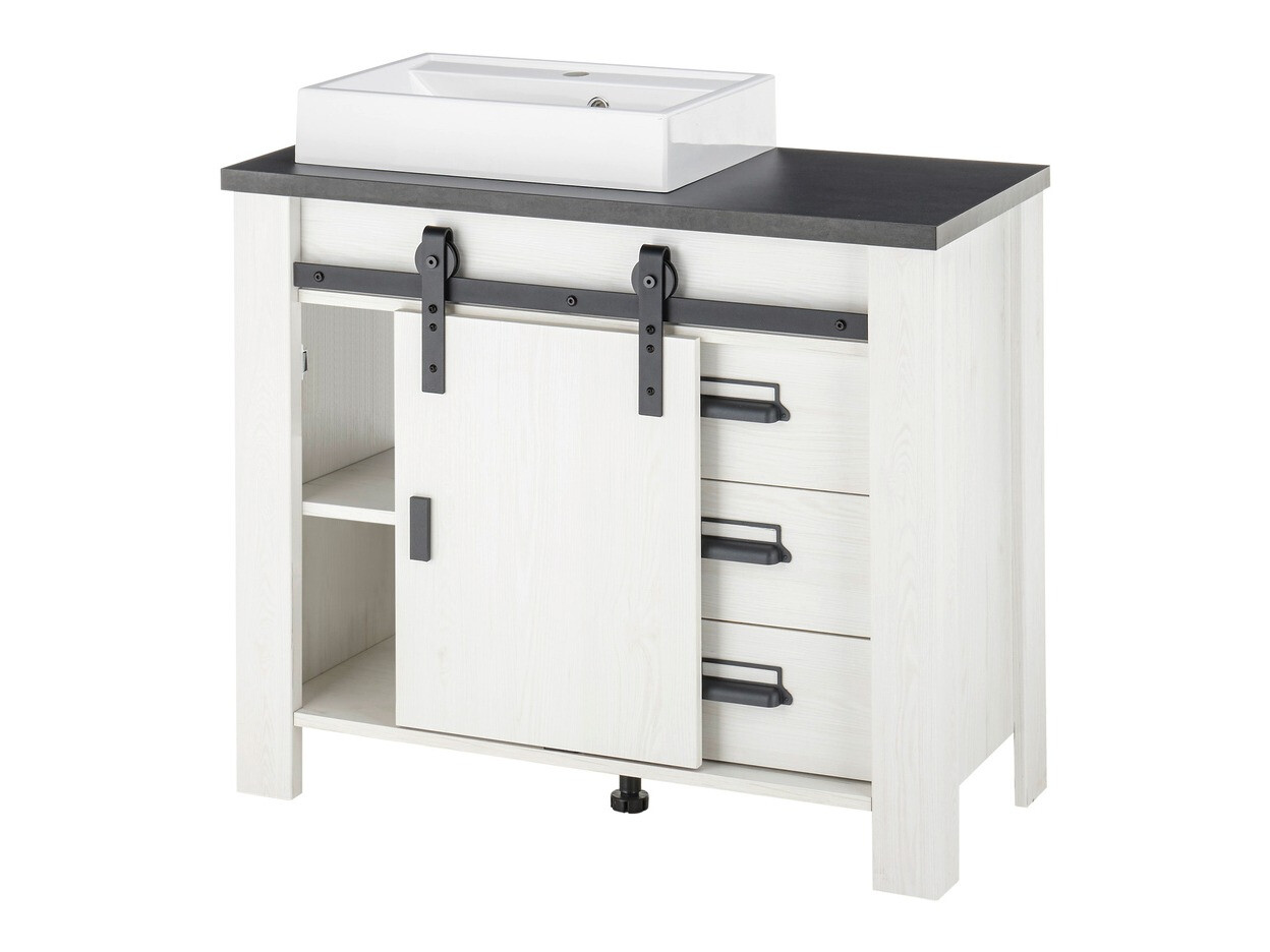 Badeværelsessæt Cirtale 139 (Bleget fyrretræ + Antracit)