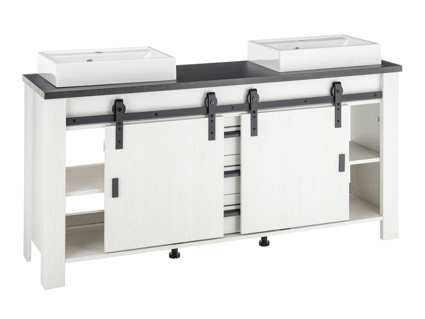 Badeværelsessæt Cirtale 140 (Bleget fyrretræ + Antracit)