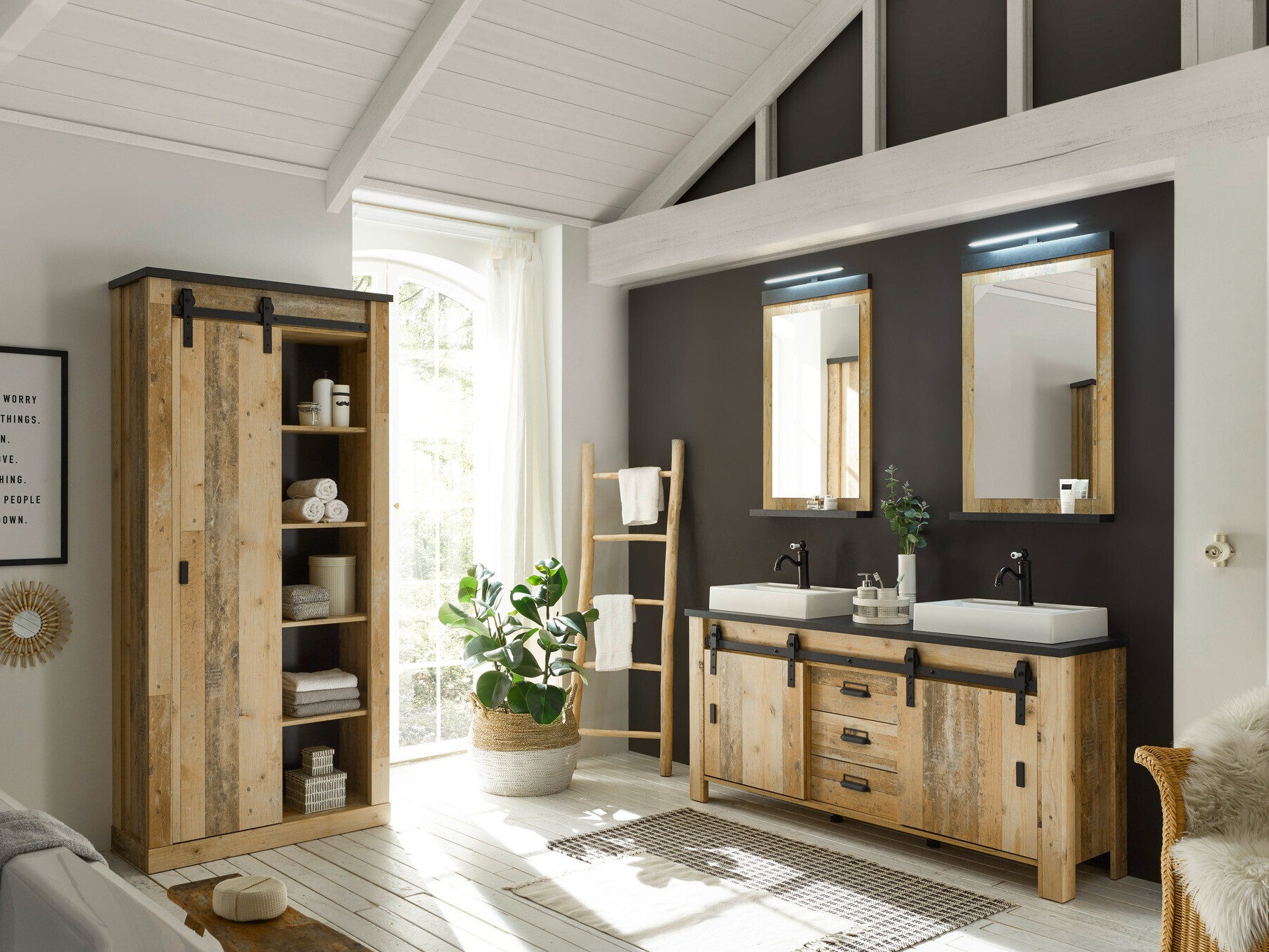 Badeværelsessæt Cirtale 140 (Modnet træ + Antracit)