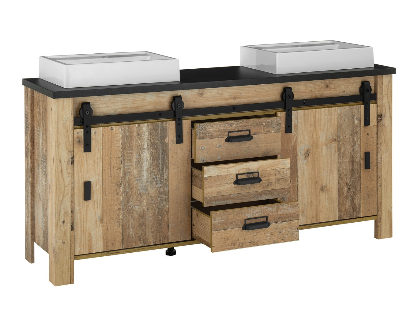 Badeværelsessæt Cirtale 140 (Modnet træ + Antracit)