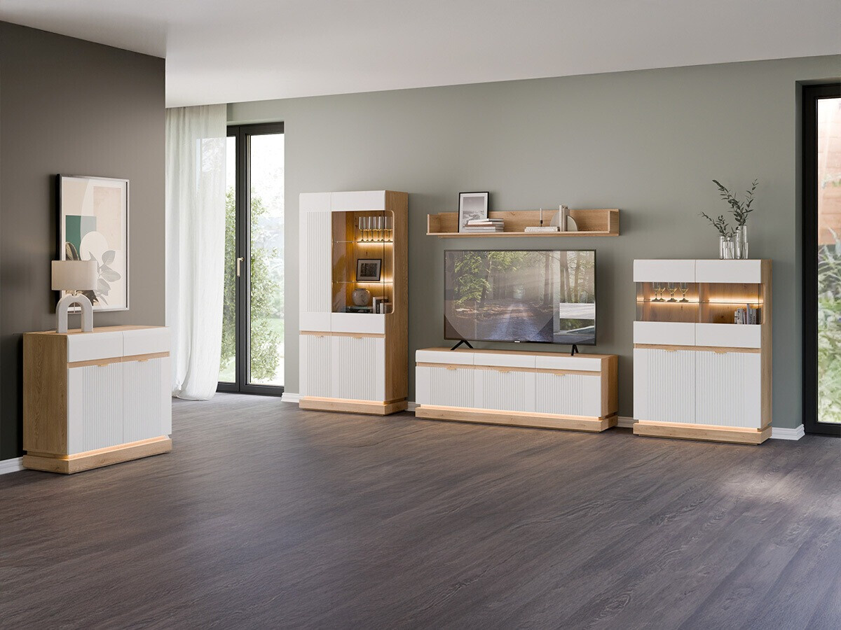 Reol Teselbu 111 (Hvid + Egetræ)