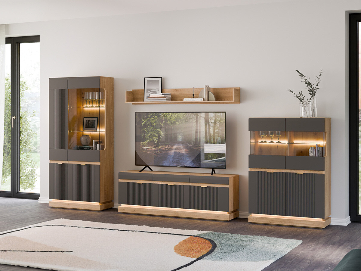 Stuemøbelsæt Teselbu 116 (Antracit + Egetræ)