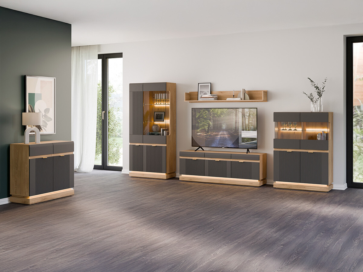 Stuemøbelsæt Teselbu 116 (Antracit + Egetræ)