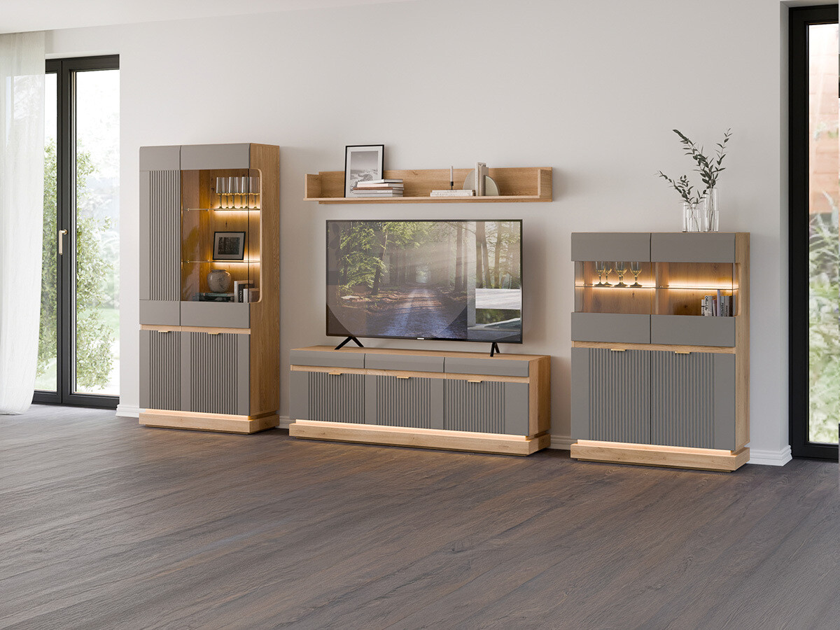 Stuemøbelsæt Teselbu 116 (Grå + Egetræ)