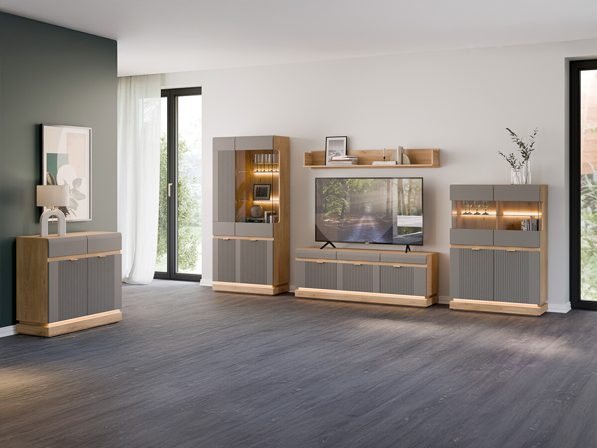 Stuemøbelsæt Teselbu 116 (Grå + Egetræ)