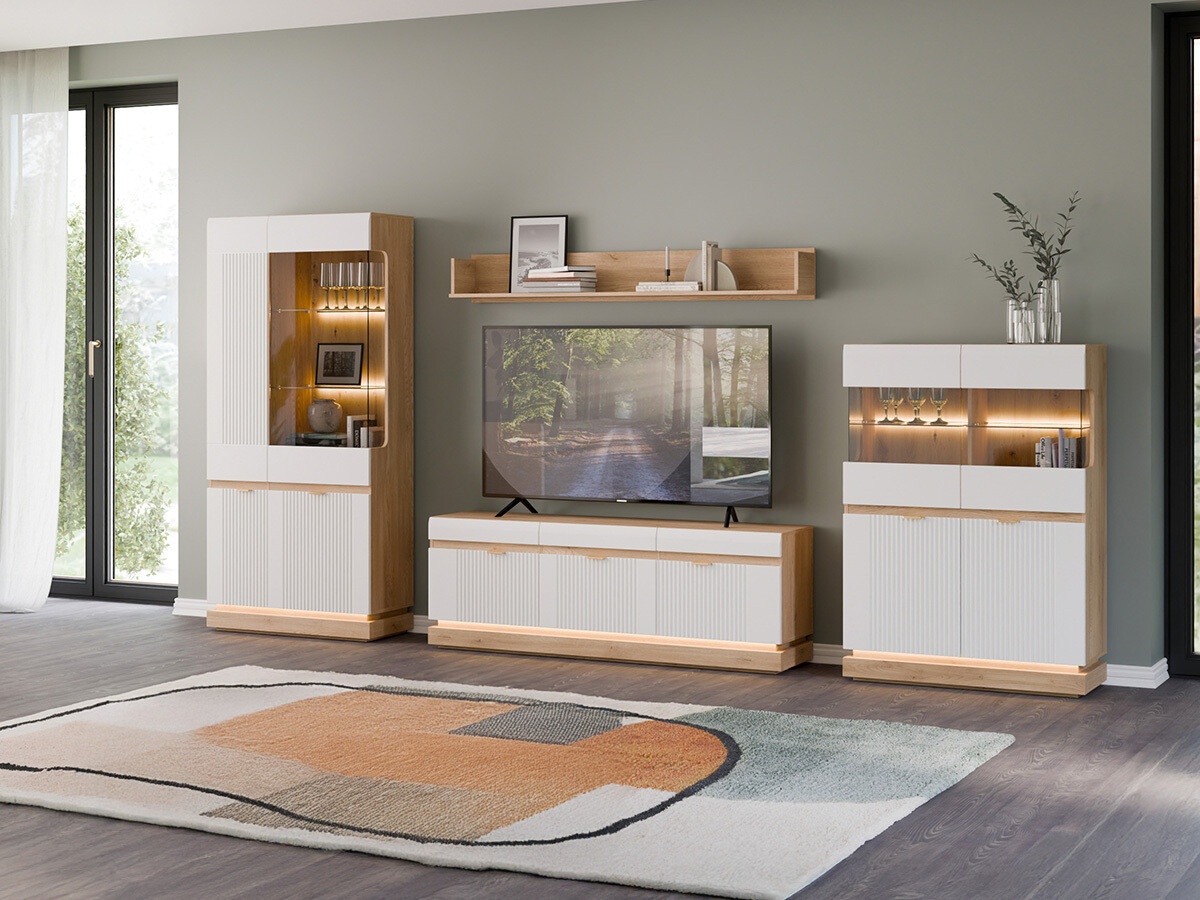 Stuemøbelsæt Teselbu 116 (Hvid + Egetræ)