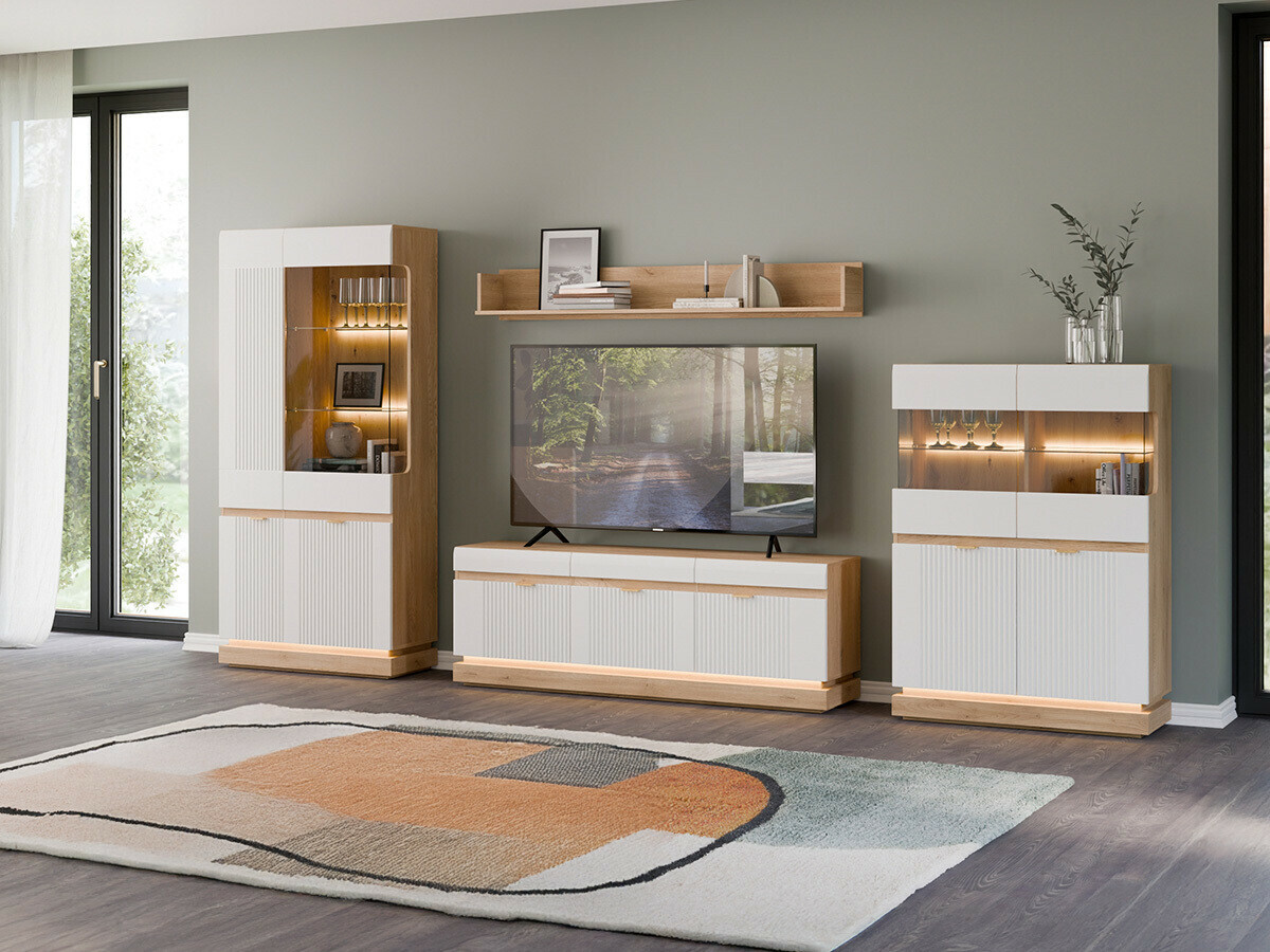 Stuemøbelsæt Teselbu 116 (Hvid + Egetræ)